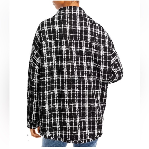Aqua Plaid Shacket Shirt Jacket Tweed Black White XS ASO Selena Gomez NEW - Picture 4 of 15
